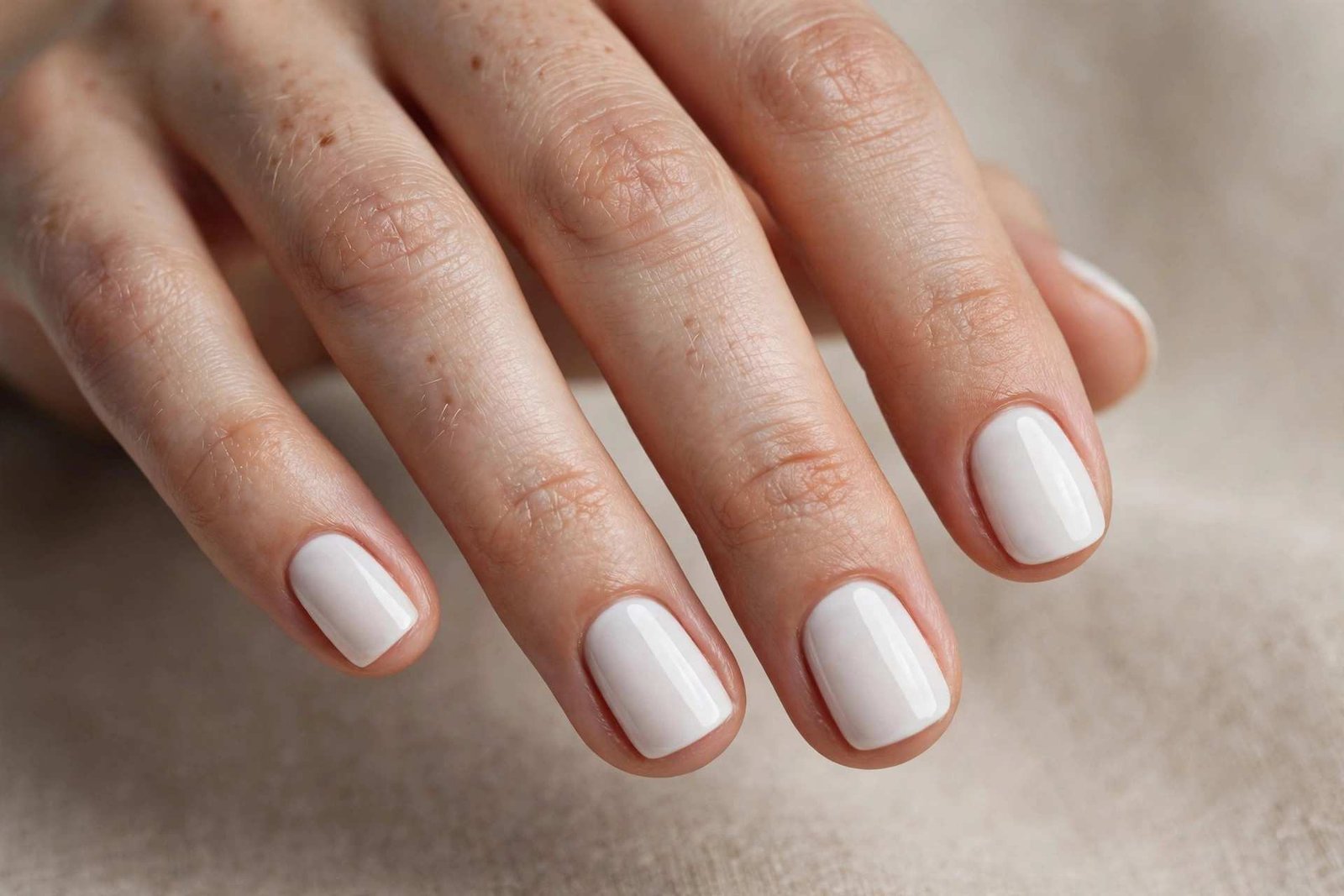 White Short Minimal nail design