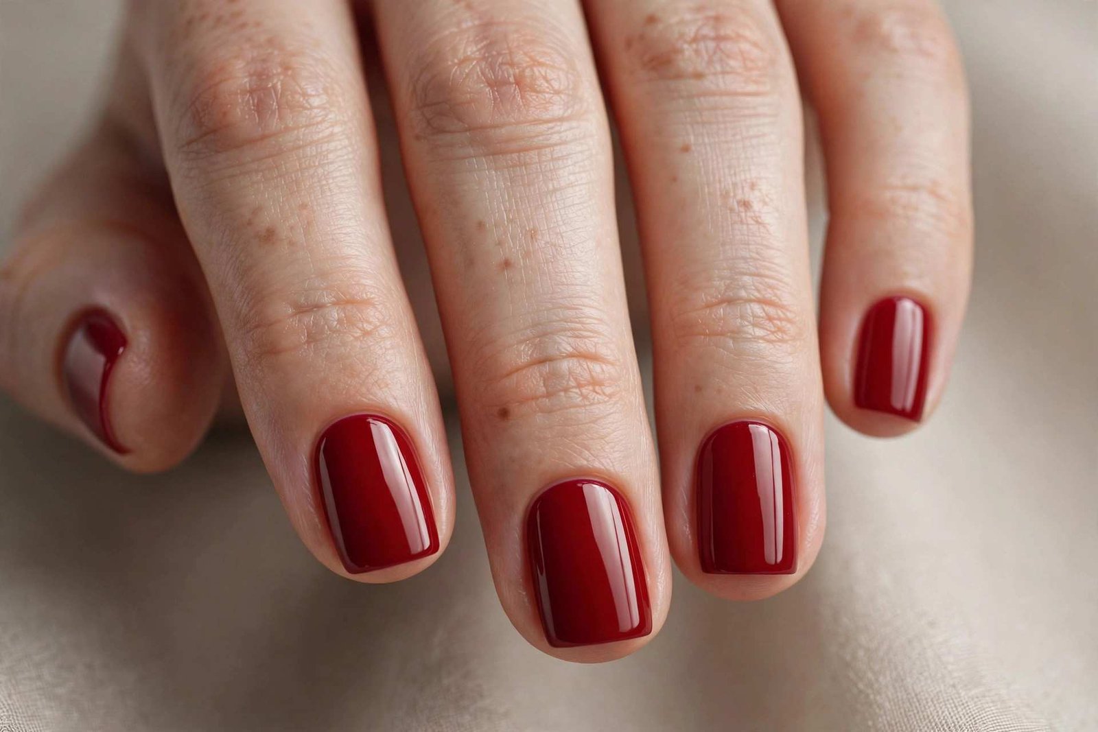 Short Red Classic nail design
