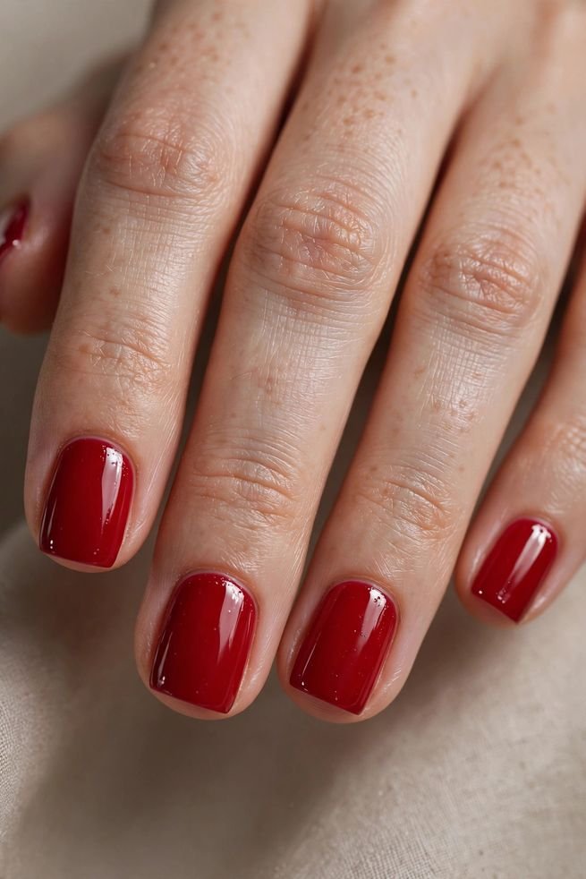 Short Red Classic nail design
