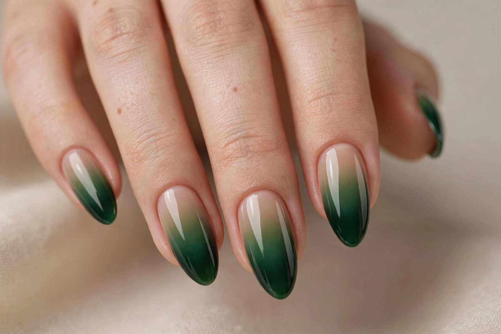 Deep Green Ombré nail design