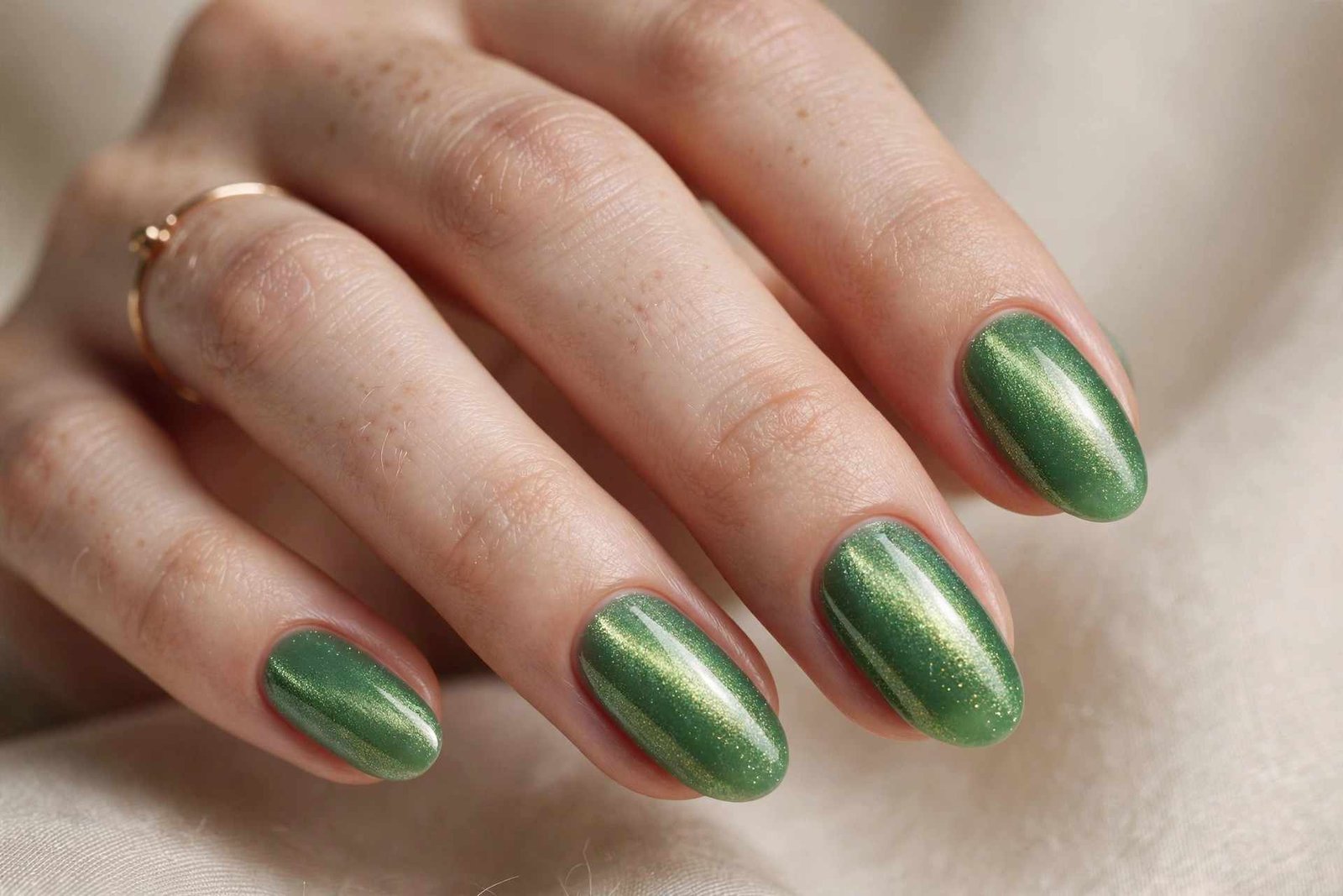 Jade Shimmer nail design