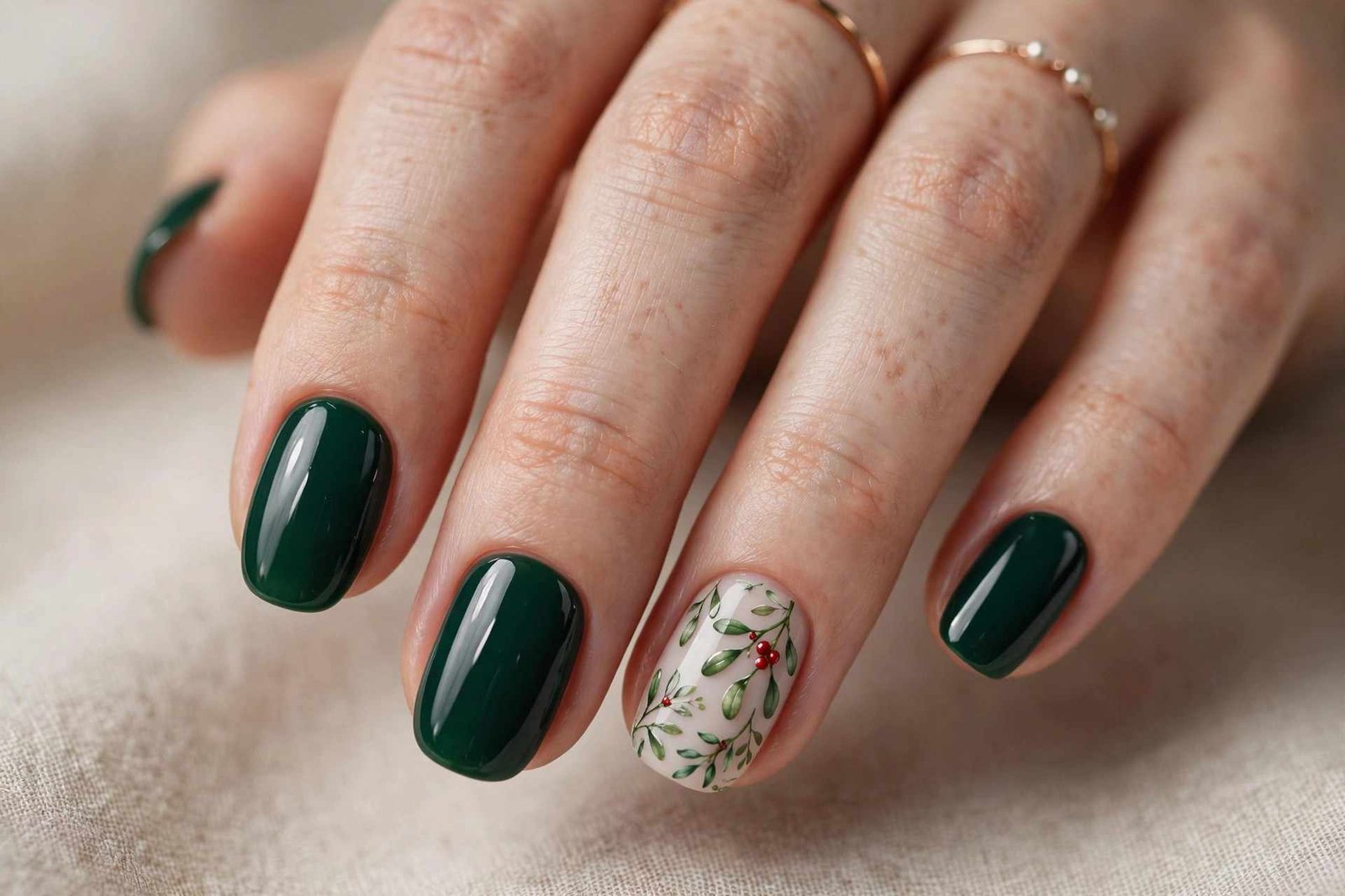 Mistletoe Accent Nail nail design