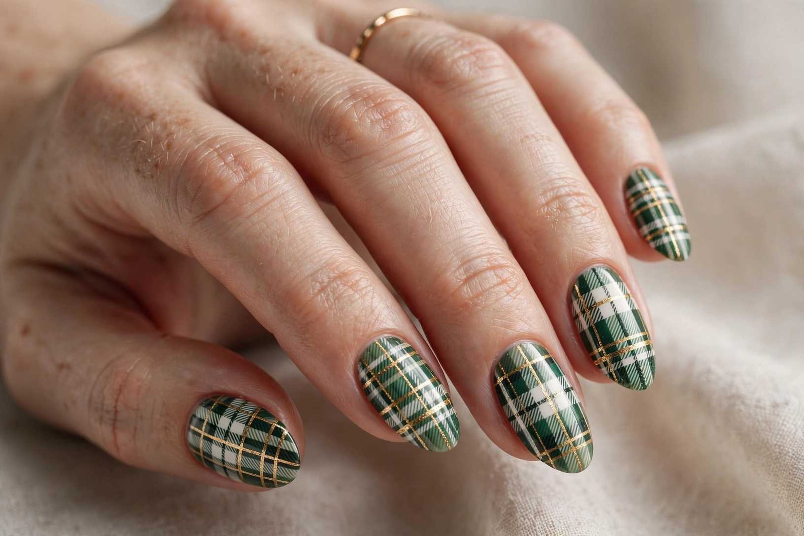 Green Plaid Pattern nail design