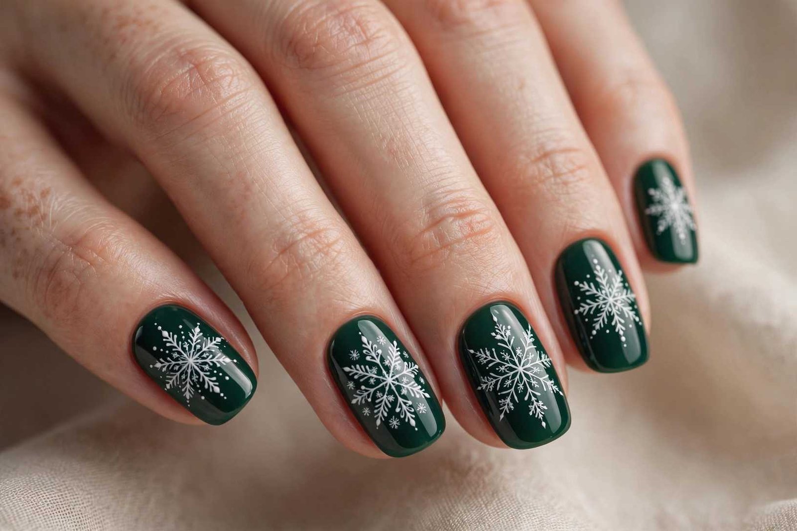 Green Snowflake Art nail design