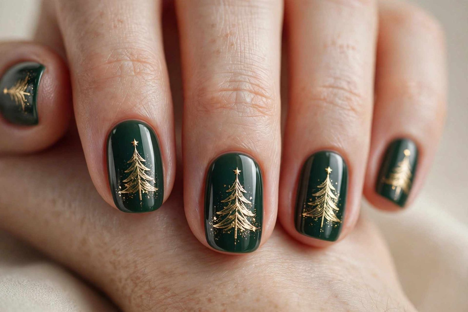 Christmas Tree Silhouette nail design
