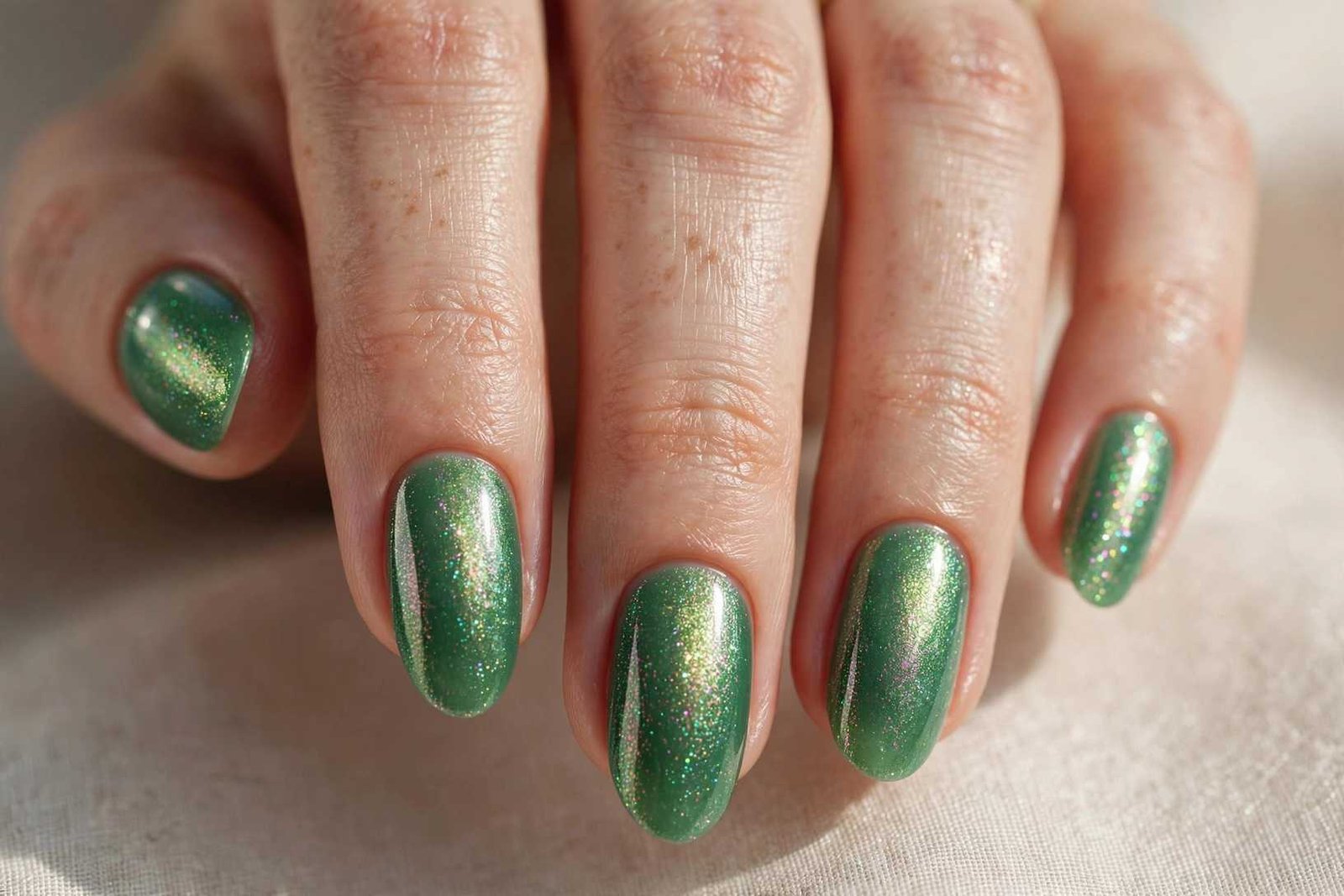 Jade Shimmer nail design