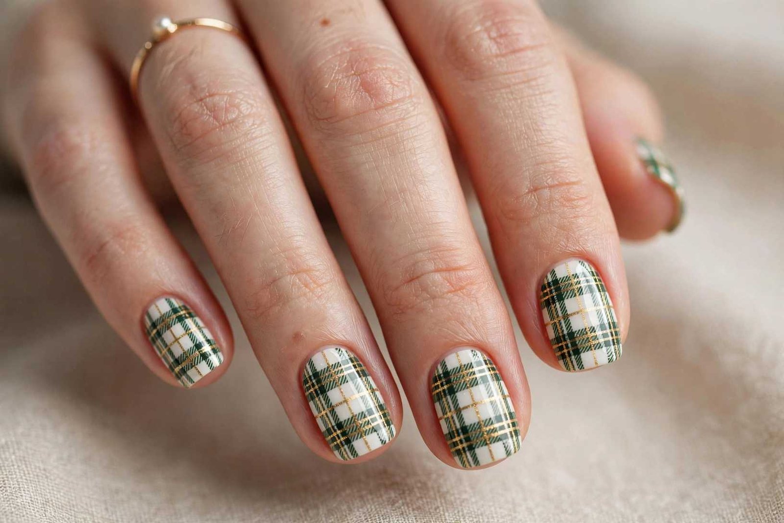 Green Plaid Pattern nail design