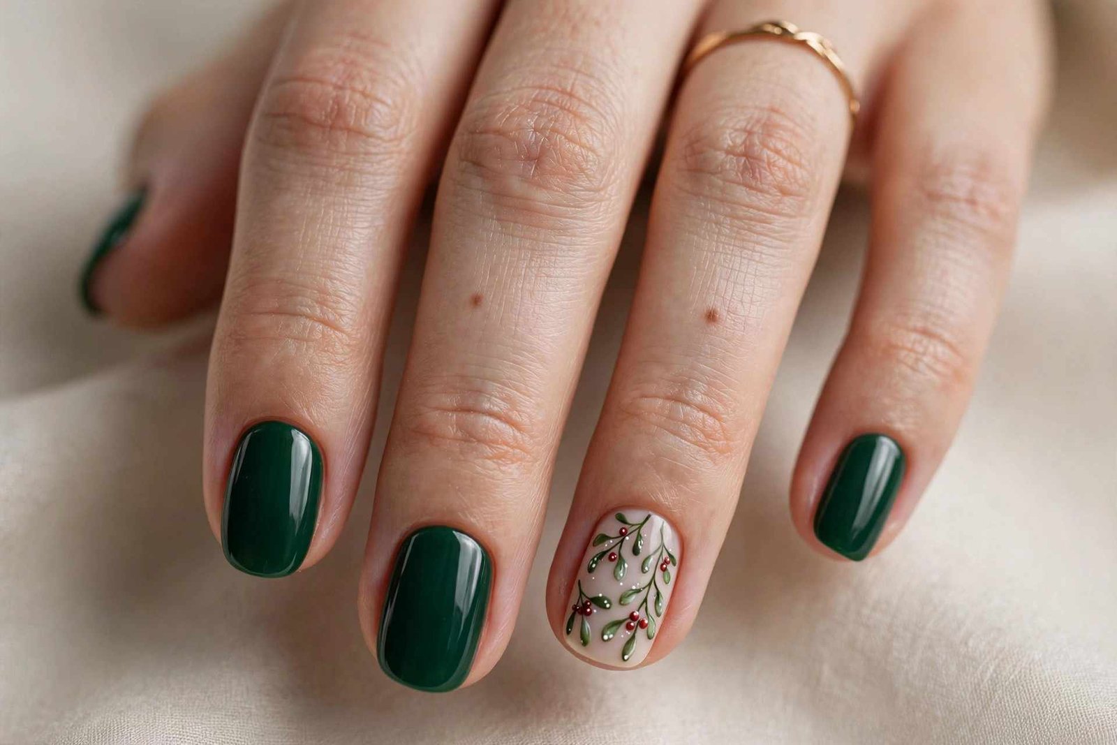 Mistletoe Accent Nail nail design