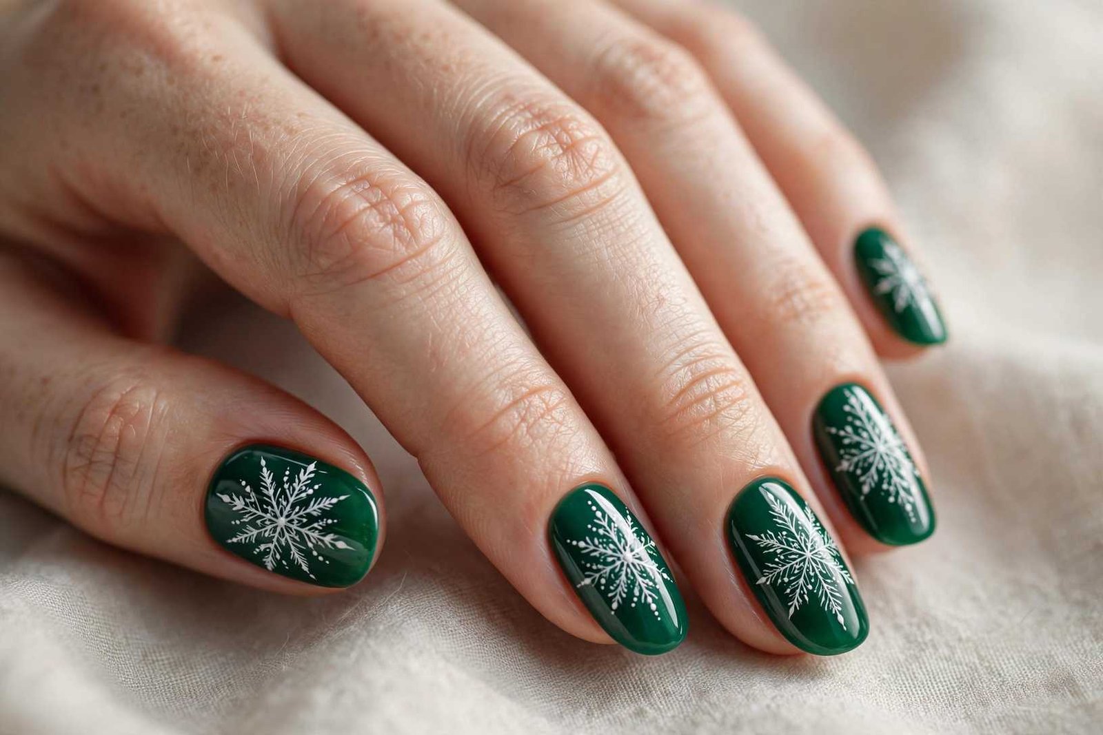 Green Snowflake Art nail design
