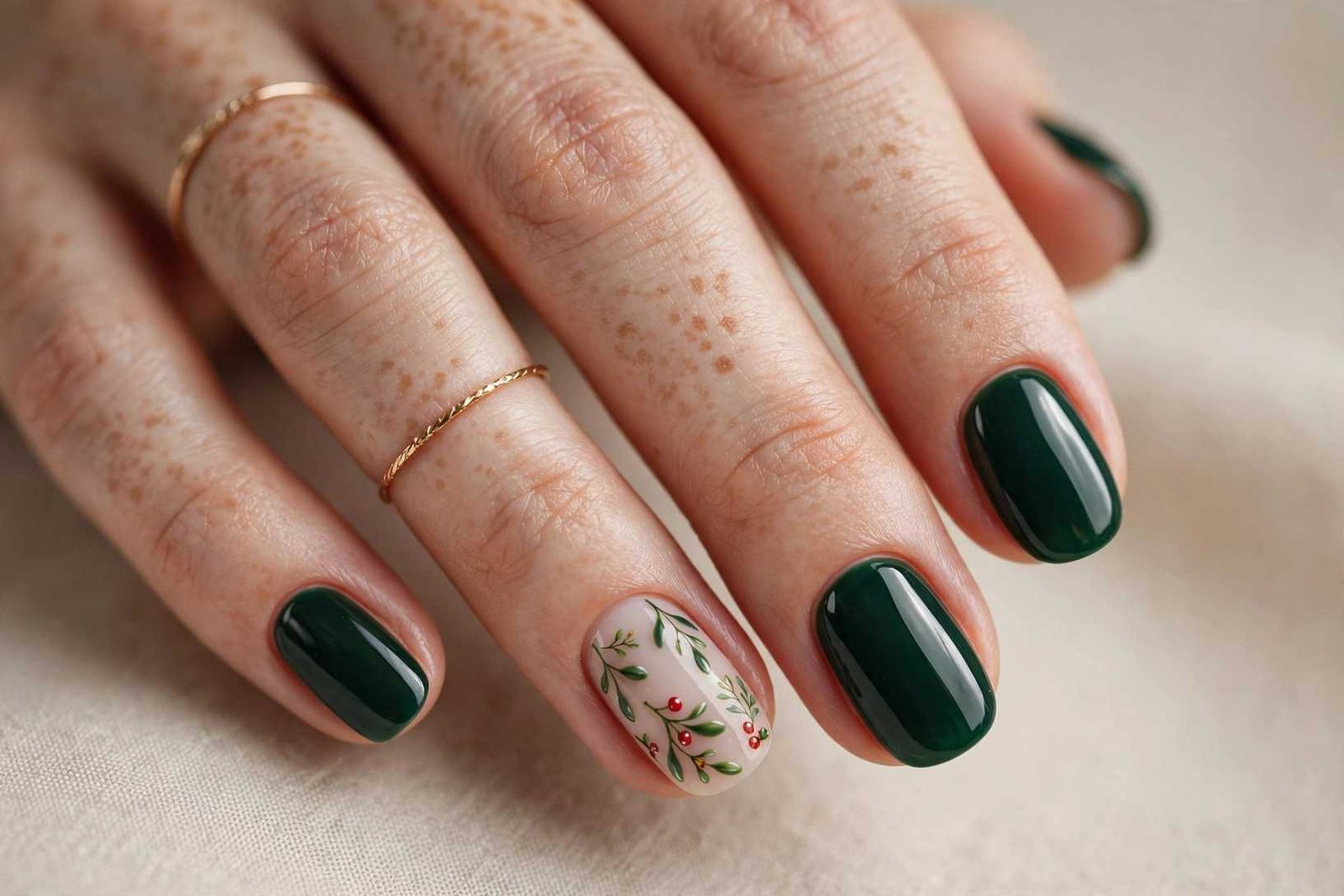 Mistletoe Accent Nail nail design