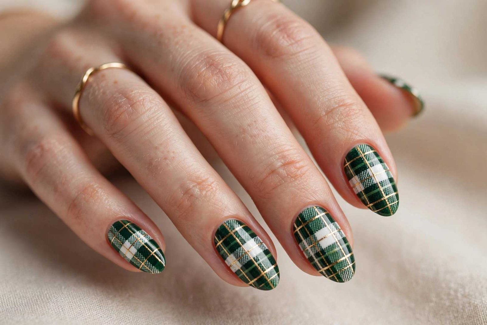 Green Plaid Pattern nail design