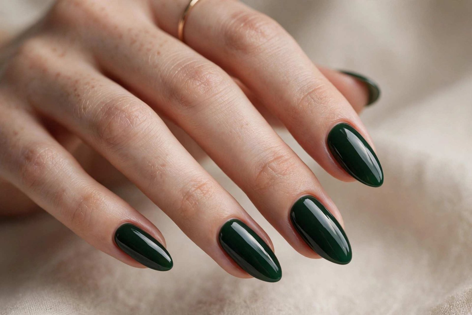 Dark Green Almond nail design