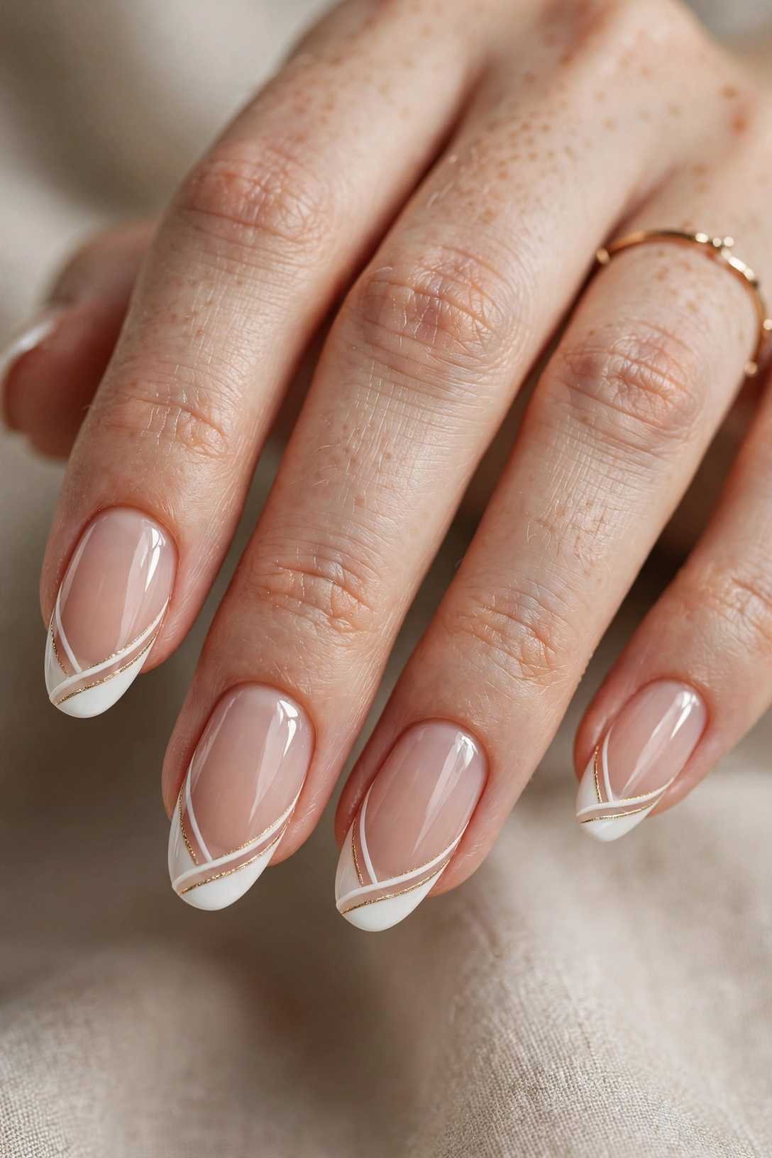 White French with a Twist nail design