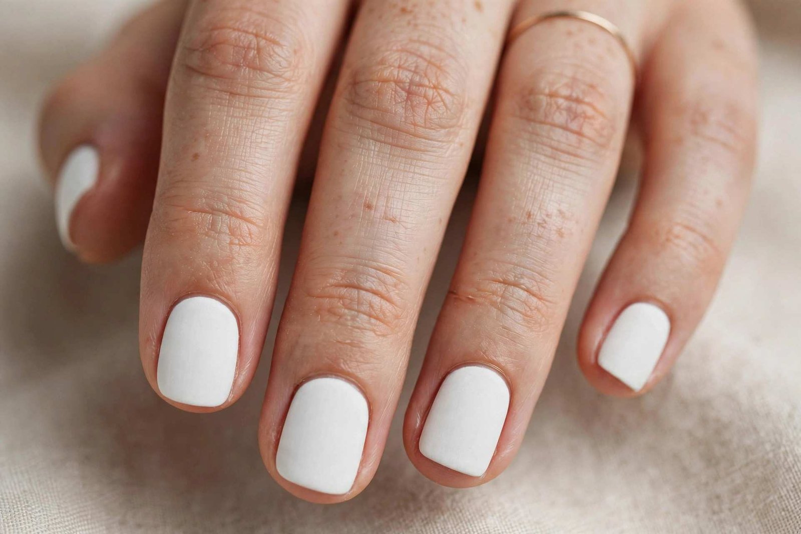 Chalk White Short nail design