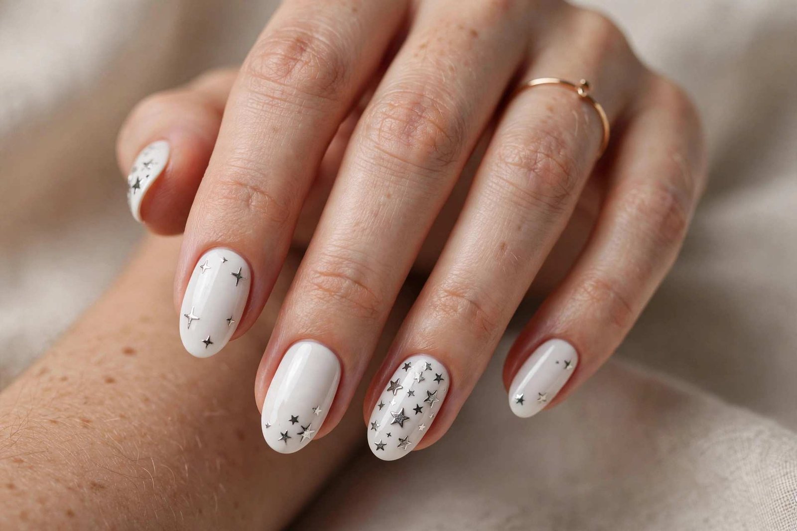 White Star Accents nail design
