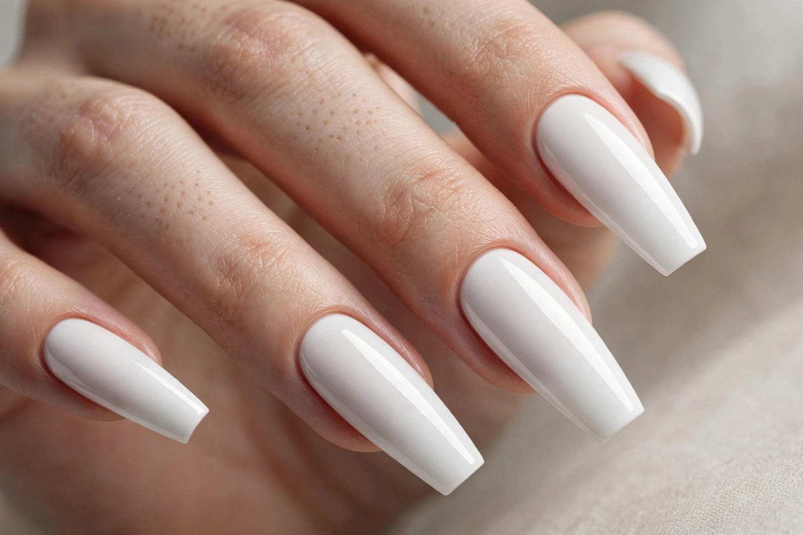 Porcelain White Coffin nail design
