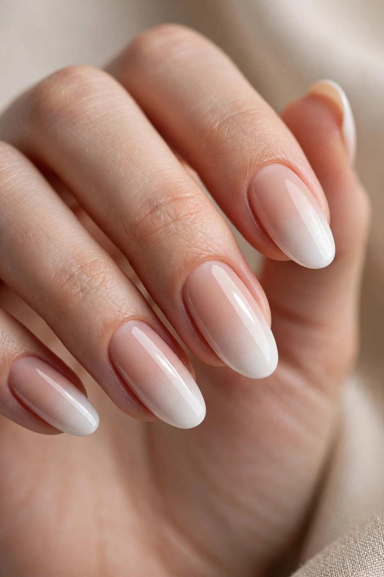 White Ombré Fade nail design