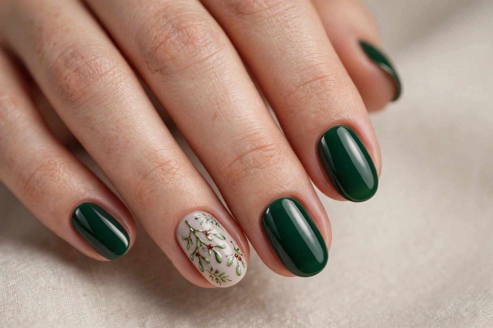 Mistletoe Accent Nail nail design