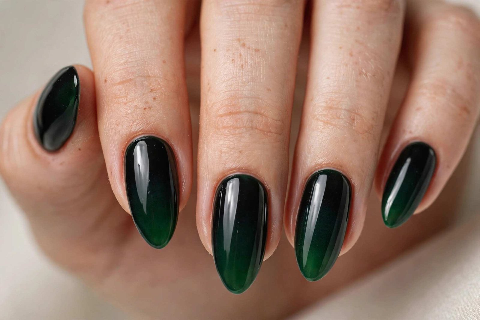 Deep Green Ombré nail design