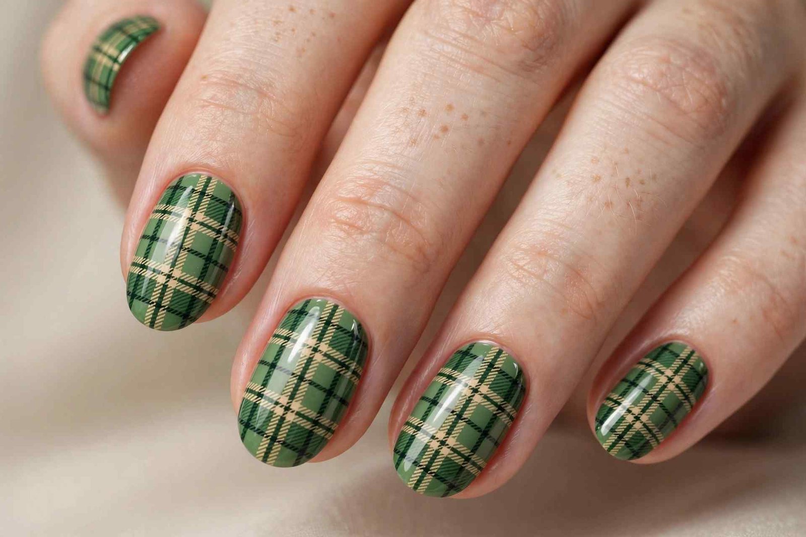 Green Plaid Pattern nail design