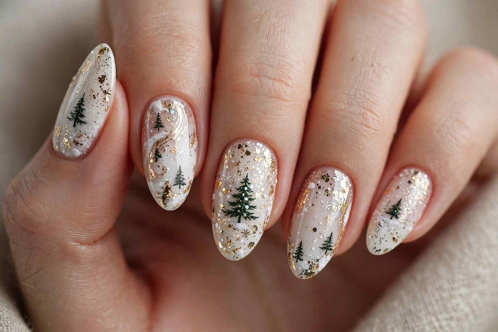 Christmas Tree Silhouette nail design