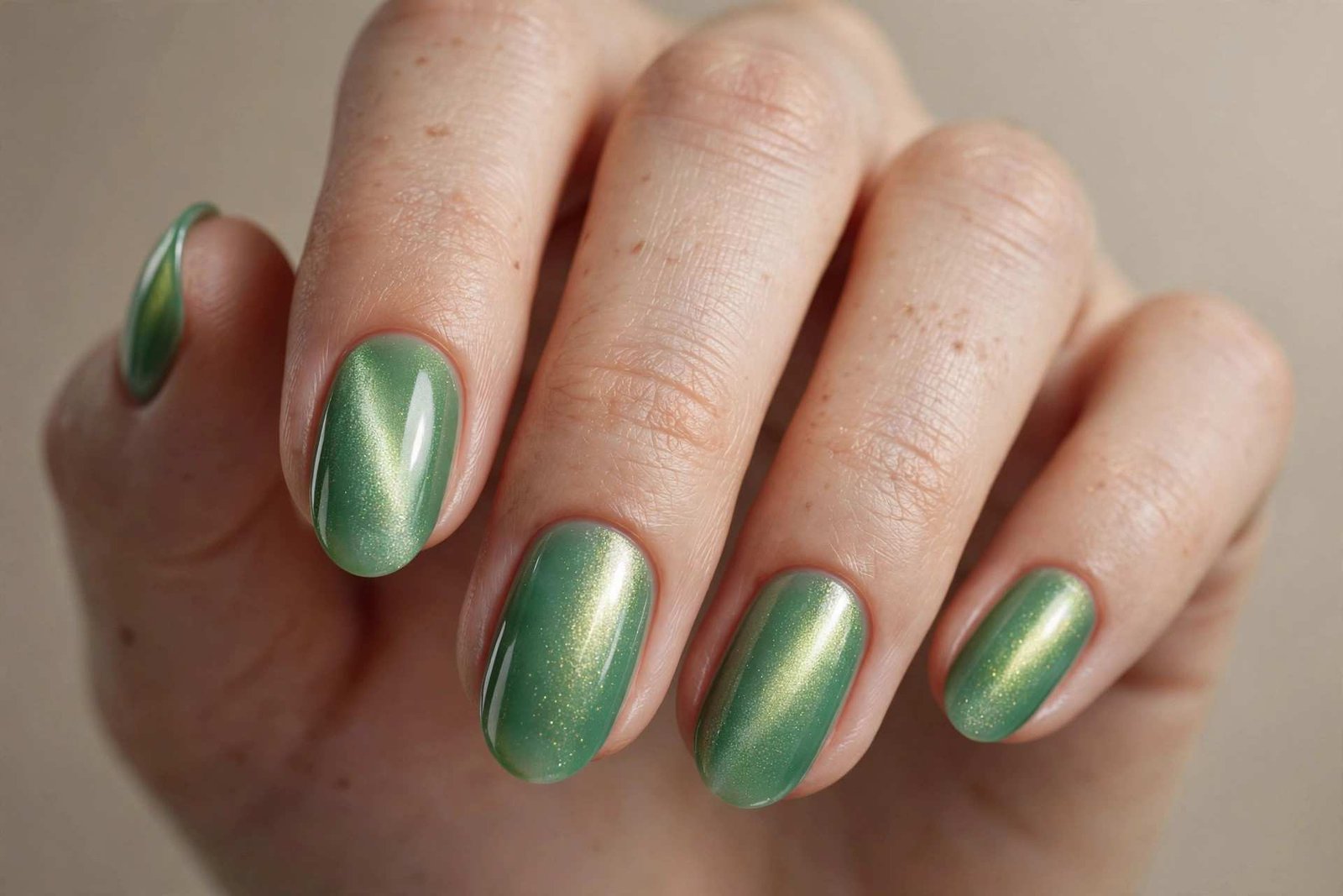 Jade Shimmer nail design
