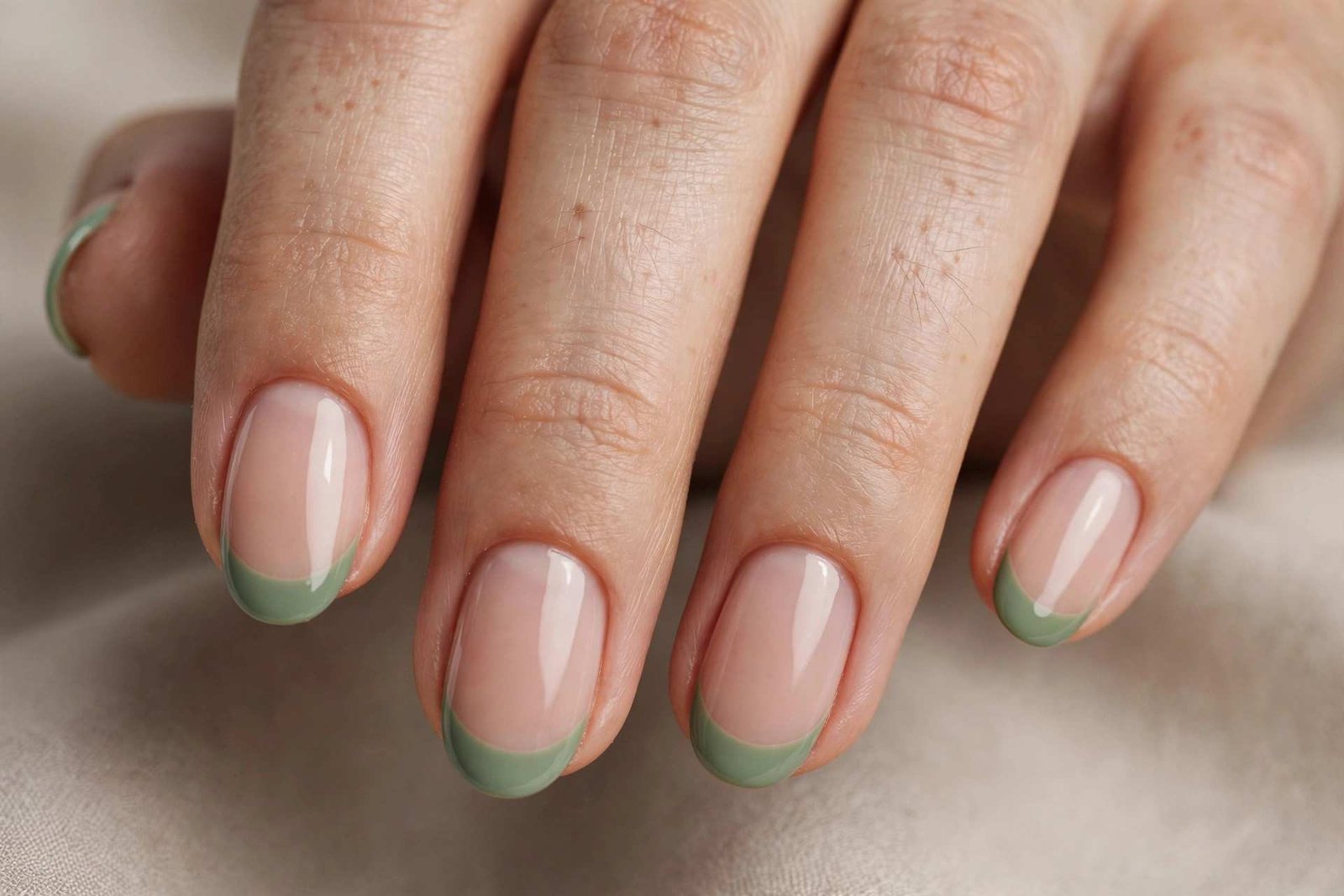 Sage Green French Tips nail design