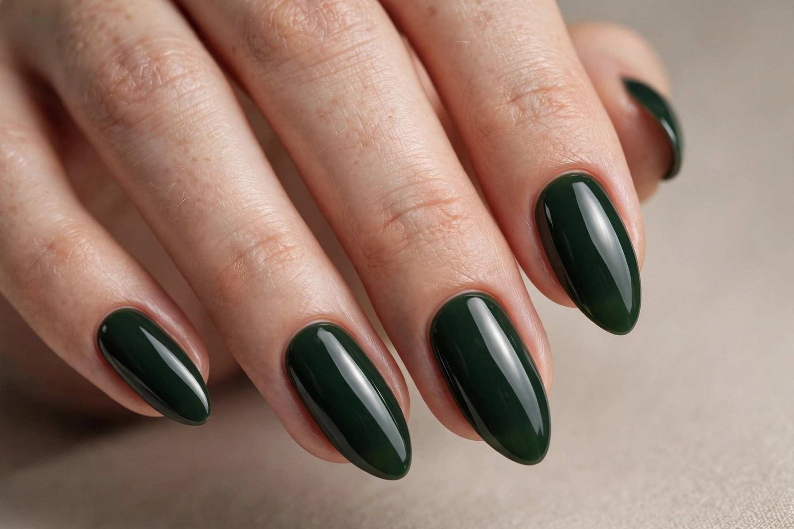 Dark Green Almond nail design