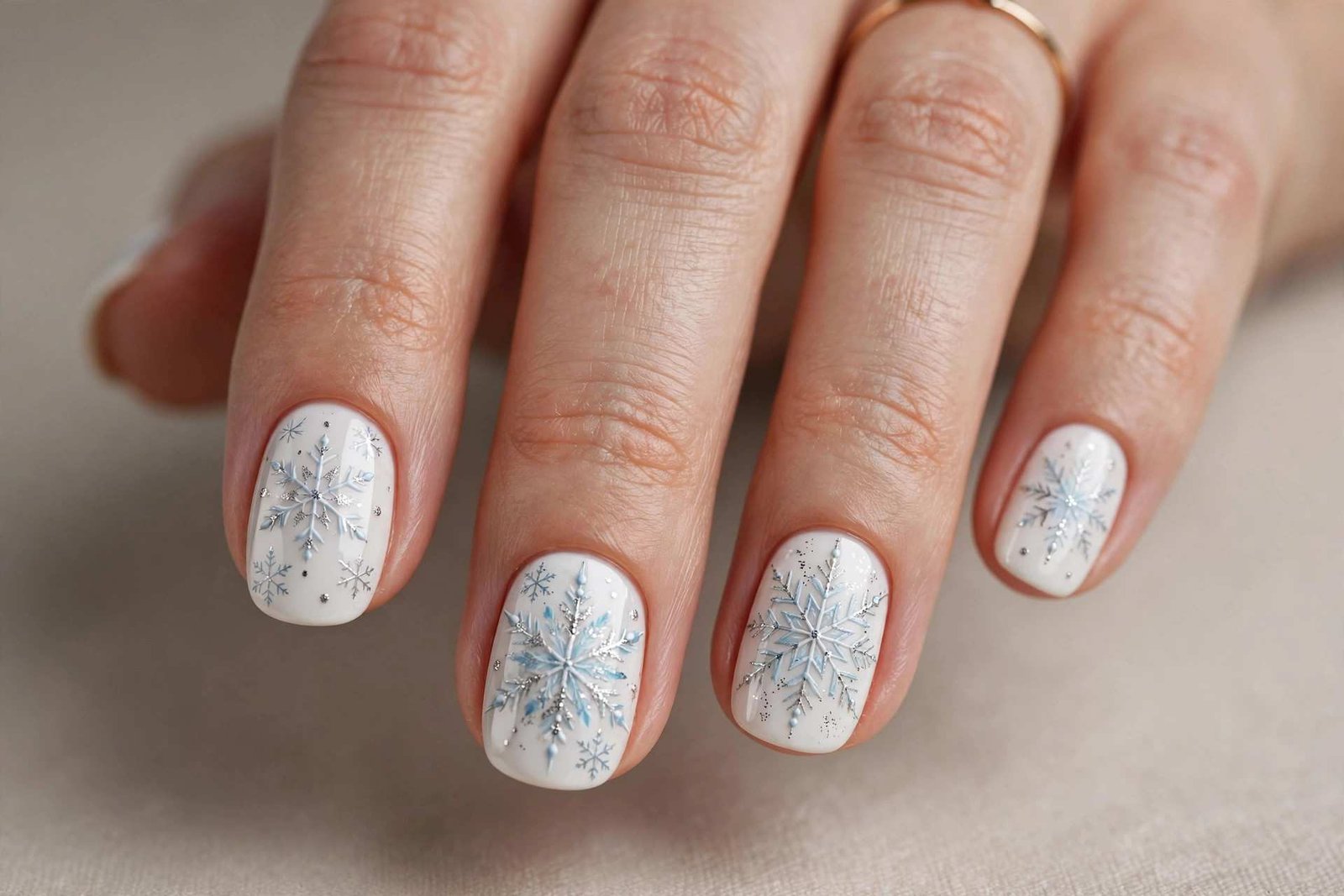 Snowflake White Art nail design