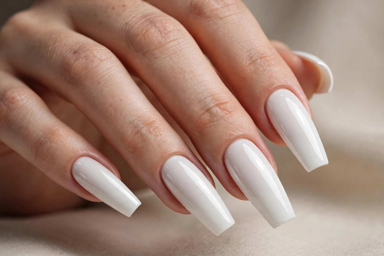 Porcelain White Coffin nail design
