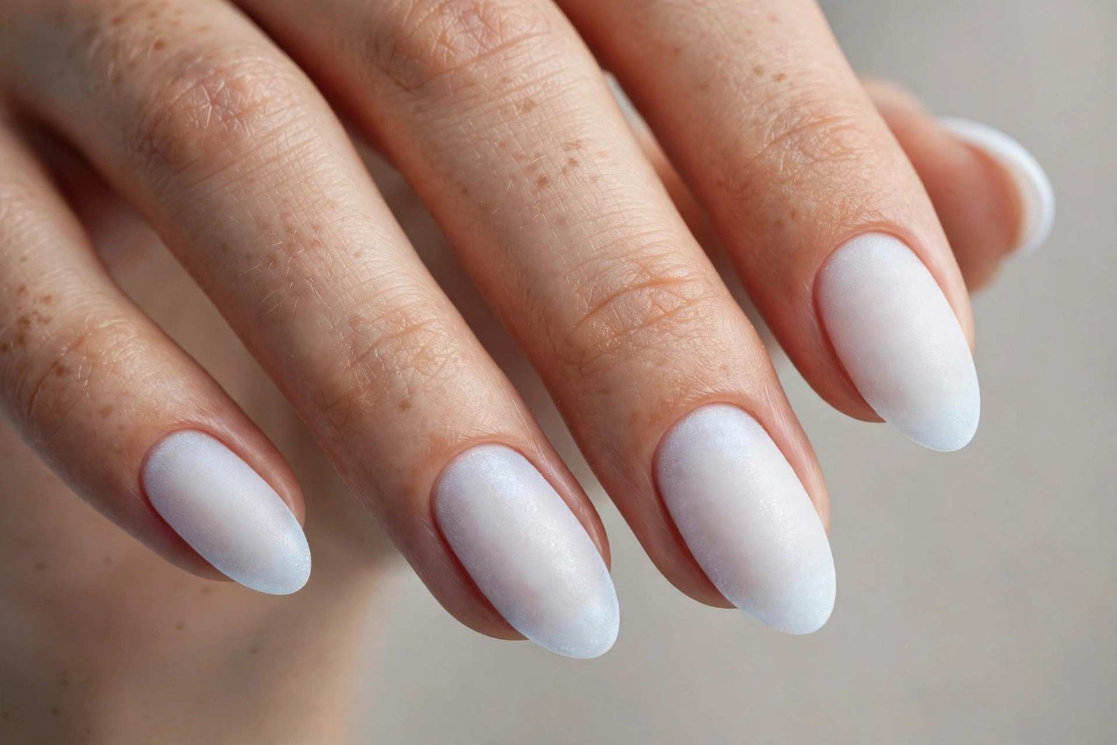Frosted White Matte nail design