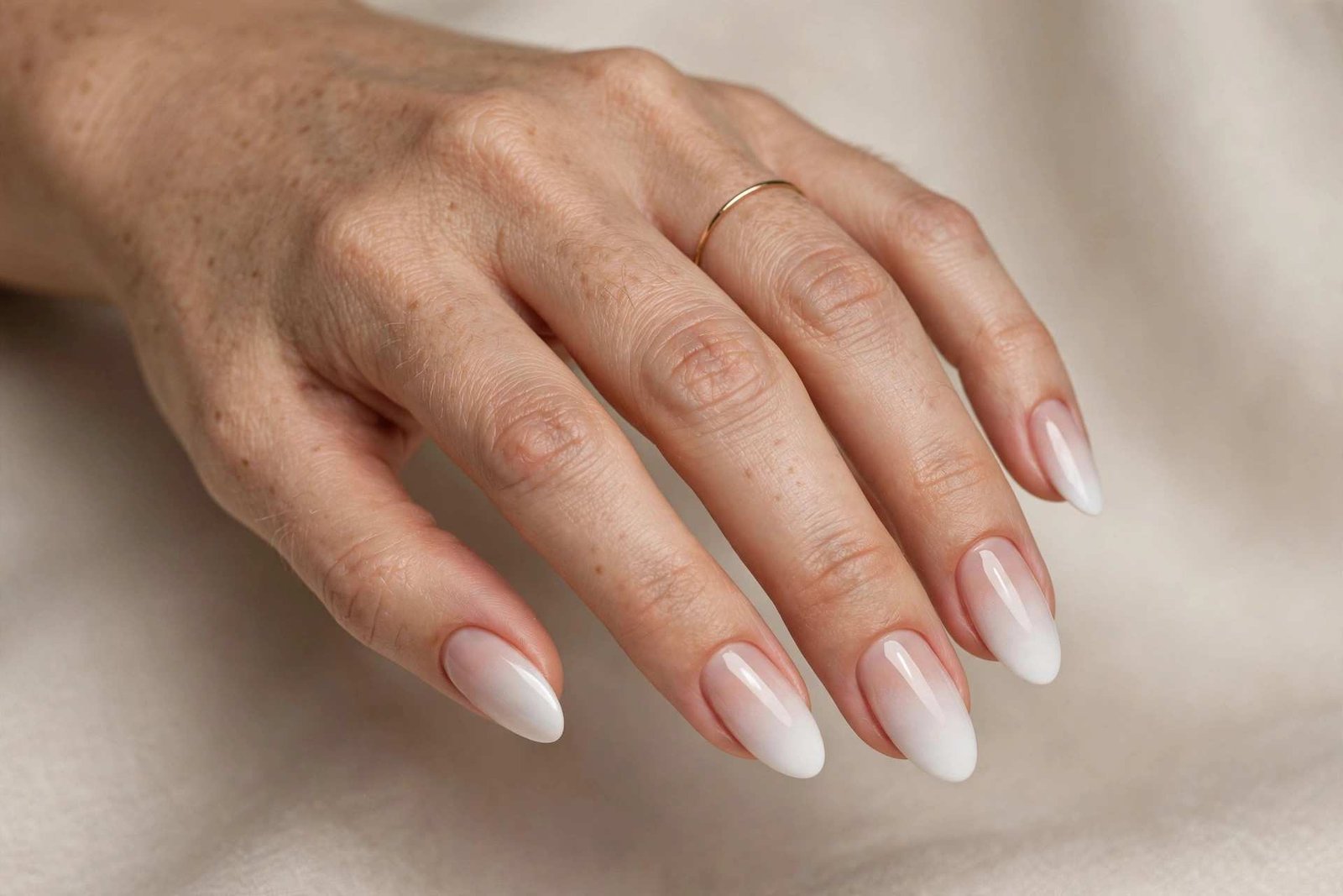 White Ombré Fade nail design