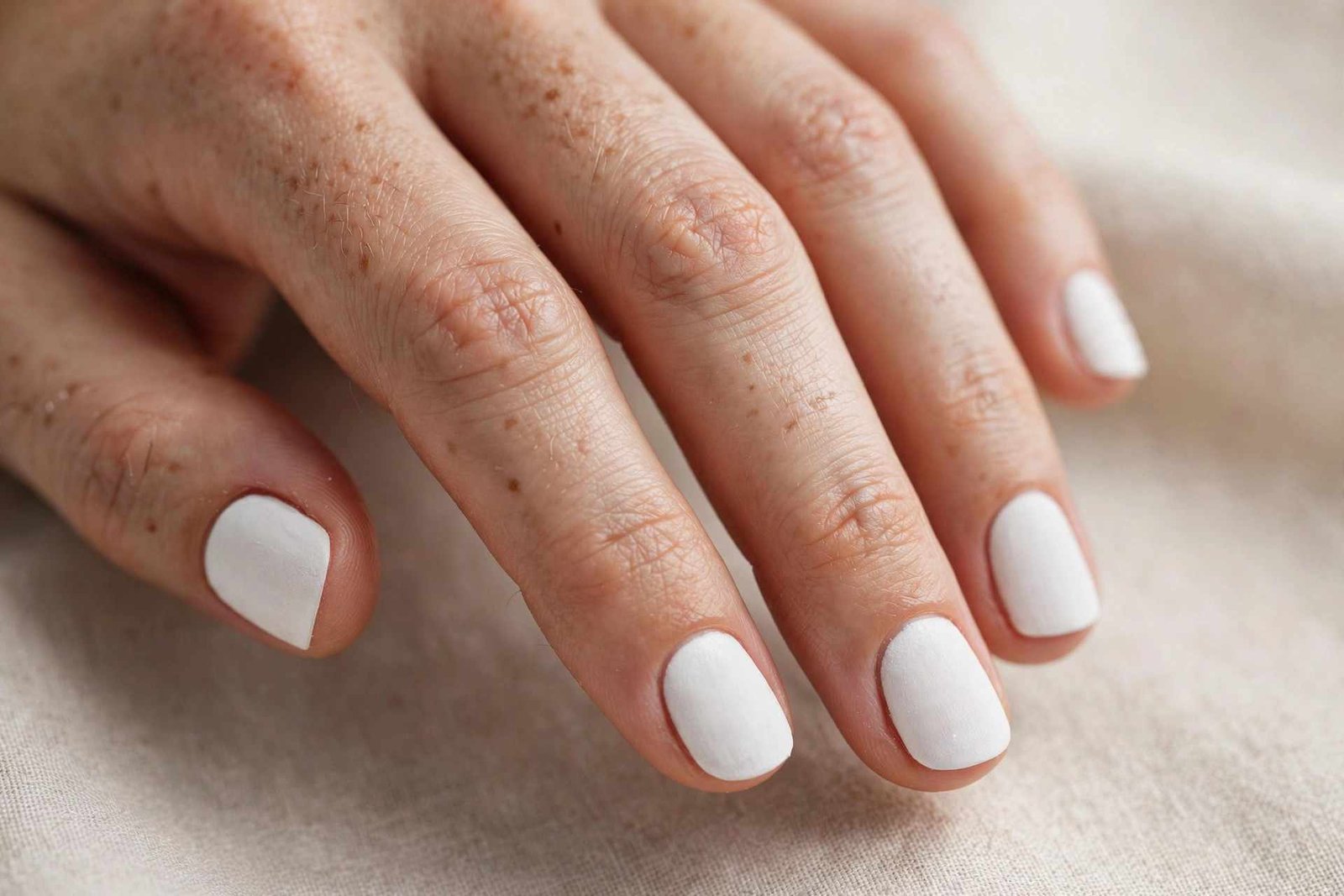 Chalk White Short nail design