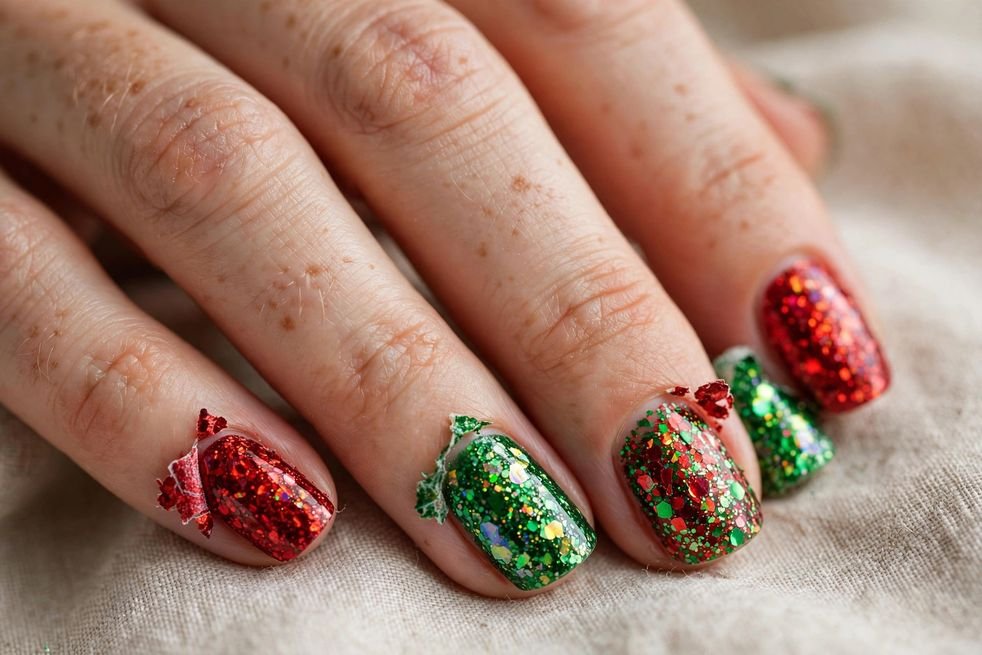 Peel-Off Glitter nail design