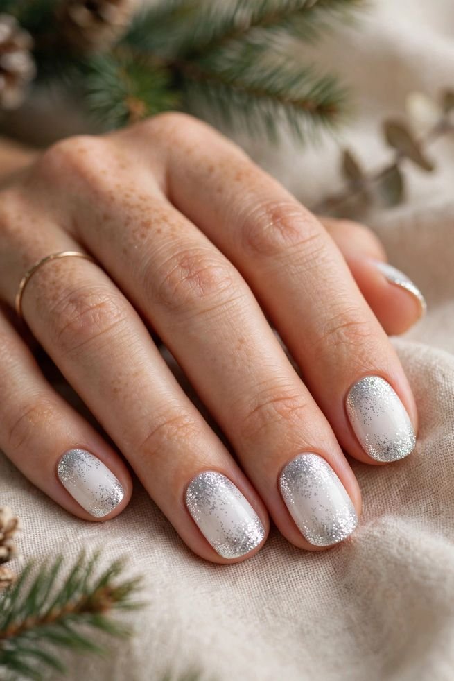 Sponge Glitter Tips nail design