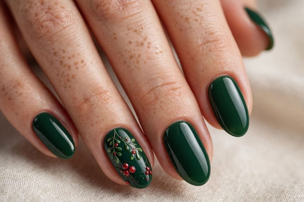 Mistletoe Accent Nail nail design