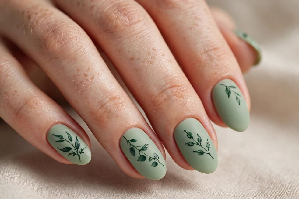 Eucalyptus Leaf Design nail design