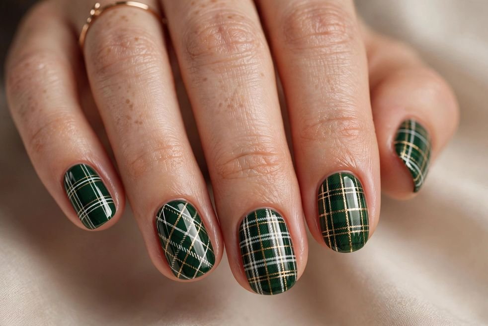 Green Plaid Pattern nail design