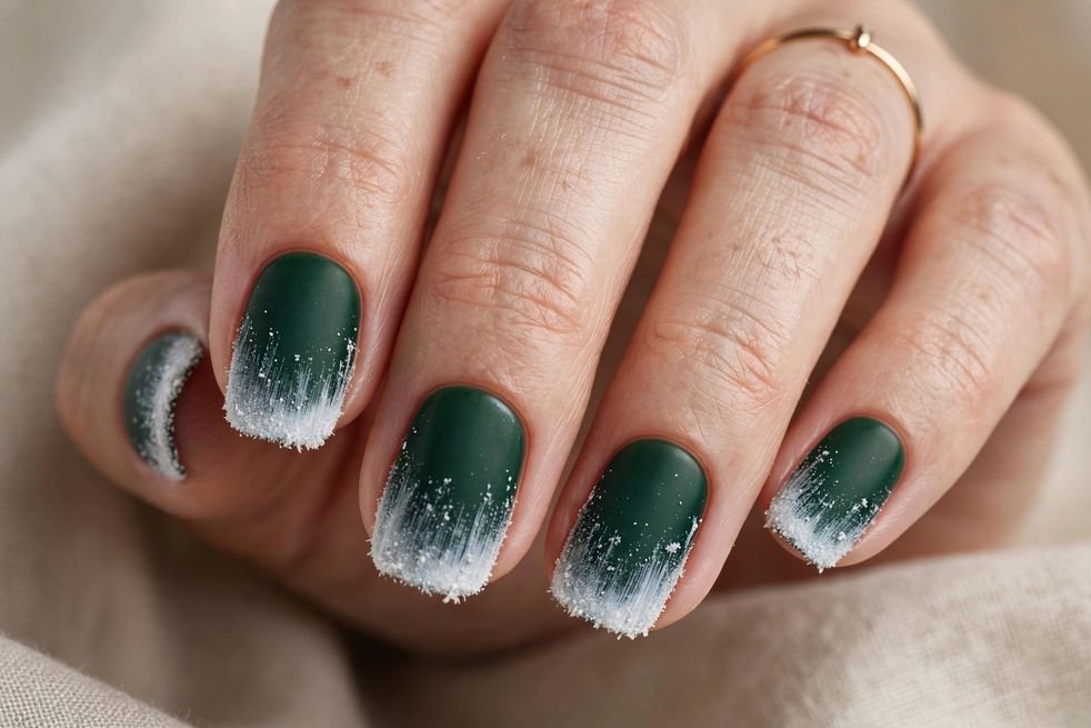 Frosted Pine Tips nail design