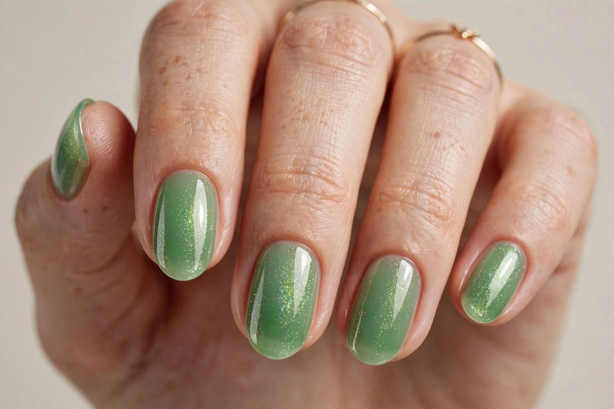 Jade Shimmer nail design