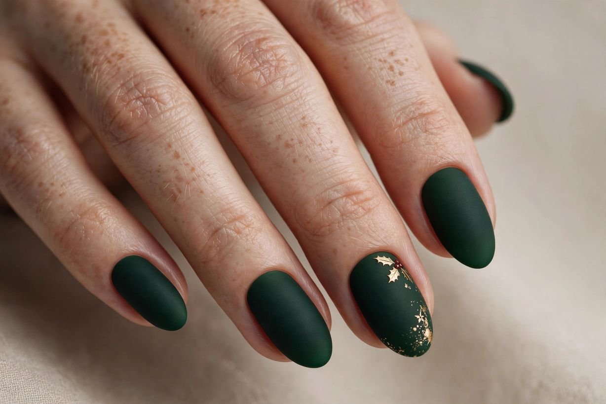 Forest Green Matte nail design